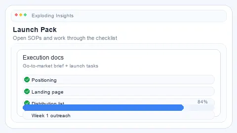 Execution docs with checklist and go-to-market brief.
