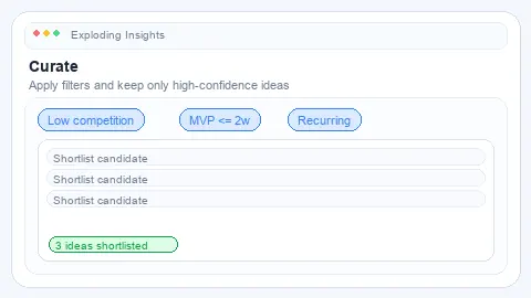 Applying filters and narrowing to a curated shortlist.